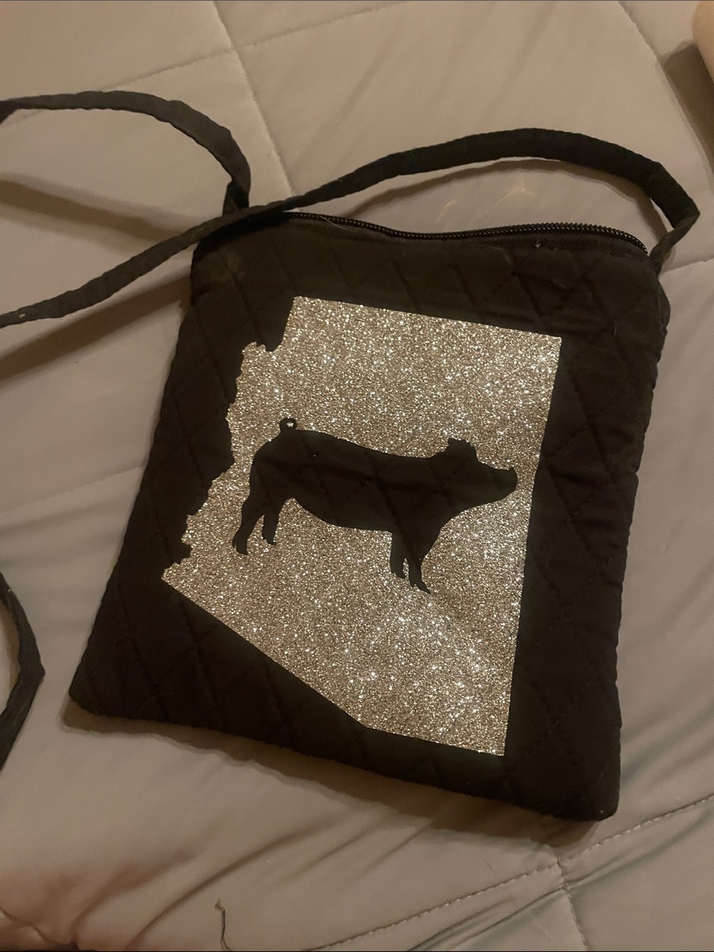 Quilted Small Crossbody Purse w/pig silhouette & State if Arizona